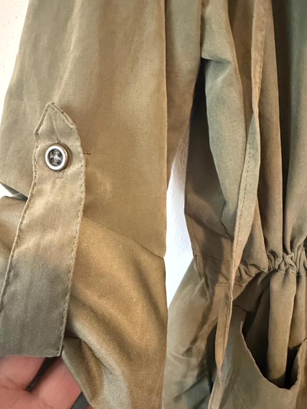 Love Tree Olive Hooded Utility Jacket with Drawstring Waist - Picture 4 of 7